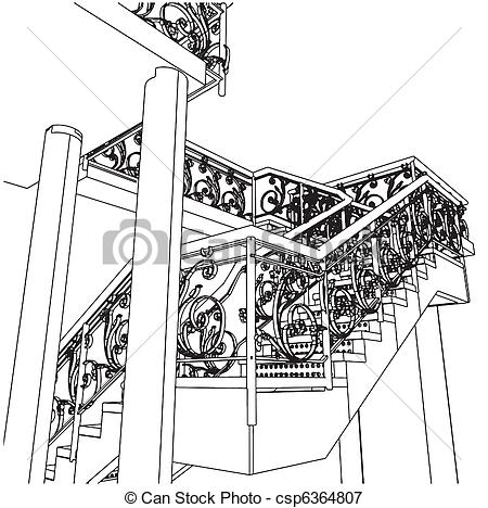 Illustration Of Spiral Staircase Vector Csp6364807   Search Clipart