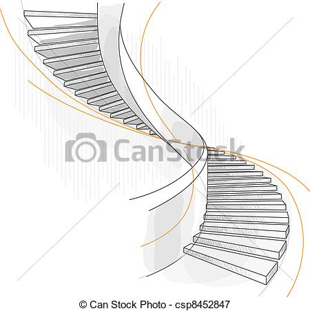 Of A Spiral Staircase Vector Illustration Csp8452847   Search Clipart