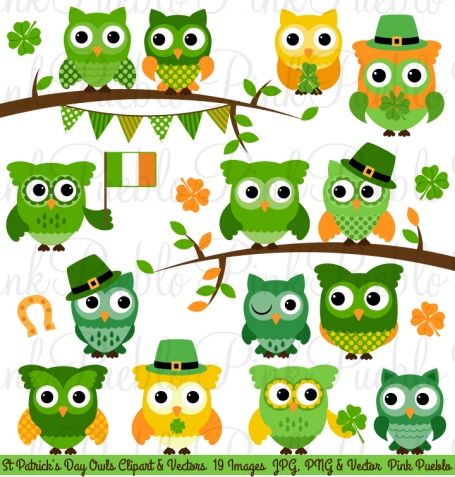 St Patrick S Day Owl Clipart And   Owls   Pinterest