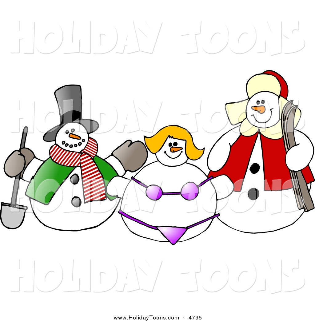 Bikini And Another Snow Man Holiday Clip Art Dennis Cox