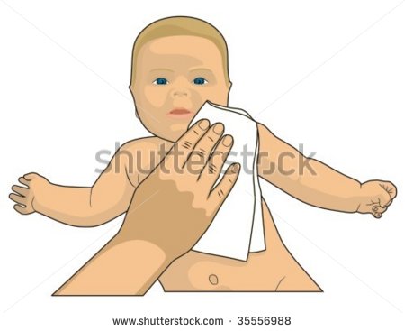 Cleaning Baby Face With Wet Wipe  Stock Vector Illustration 35556988
