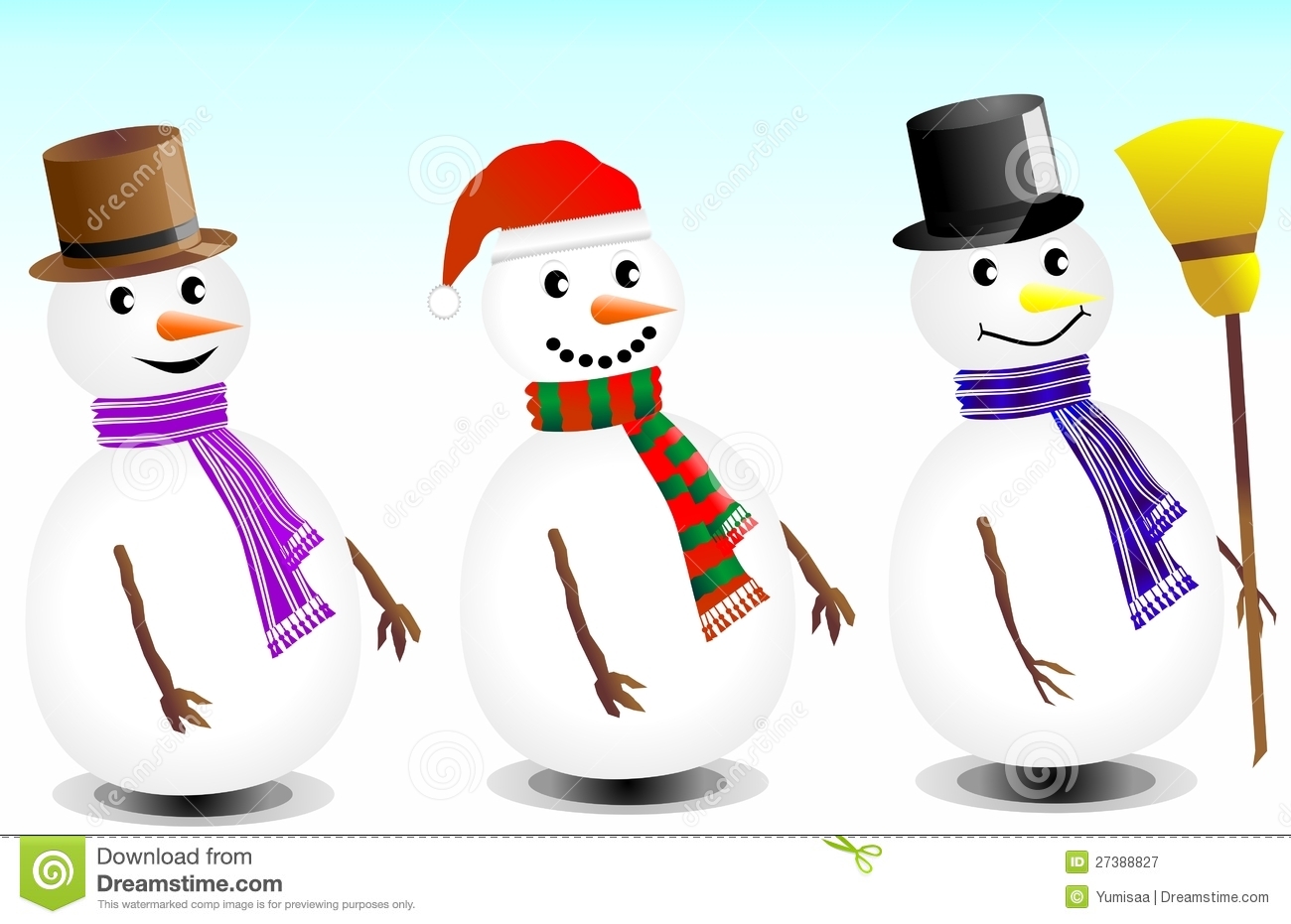 Cute Snowmen In Three Different Variations For Christmas Essentials