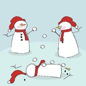 Snowmen Fighting   Stock Illustration