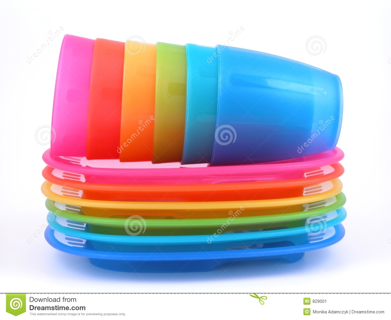 Stack Of Plastic Cups And Plates   Perfect For Picnic 