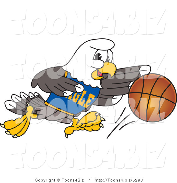 Bald Eagle Mascot Dribbling A Basketball Clip Art Toons4biz
