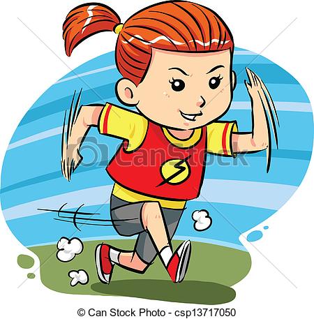 Clipart Vector Of Running Girl   A Little Girl Do Running Exercise