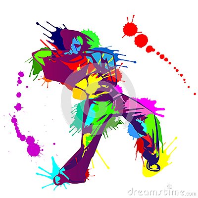 Girl Hip Hop Dancer With Colorful Paint Splashes Stock Vector   Image