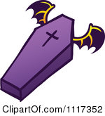 Of A Halloween Flying Vampire Coffin Royalty Free Vector Clipart