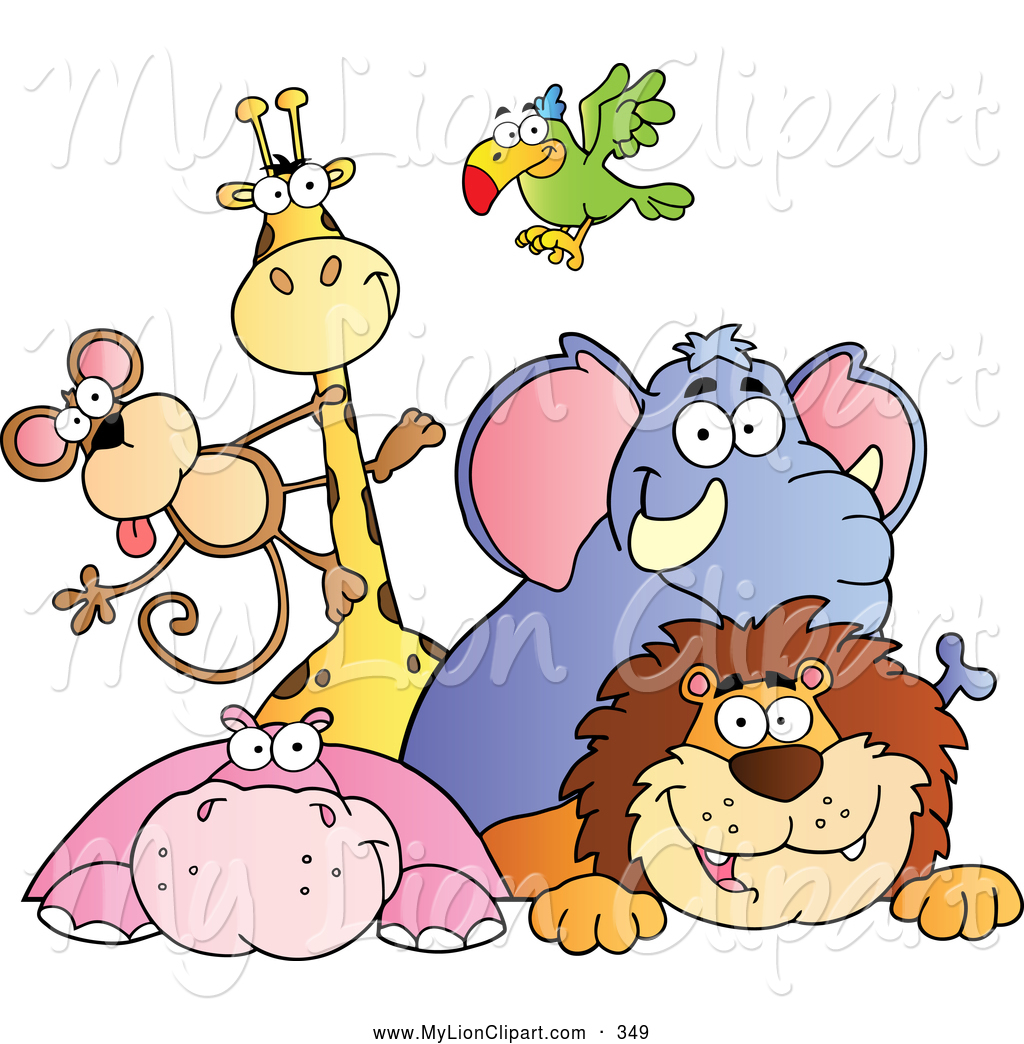 Animals Clip Art Clipart Of A Cute Group Of Zoo Animals Over A Sign By
