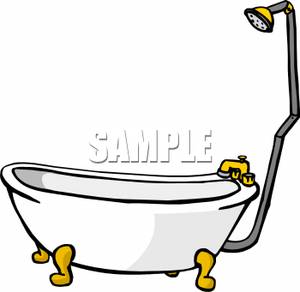 Classic Claw Foot Tub With A Shower   Royalty Free Clipart Picture
