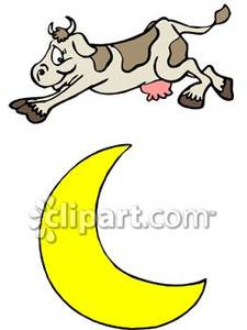 Cow Jumping Over The Moon   Royalty Free Clipart Picture