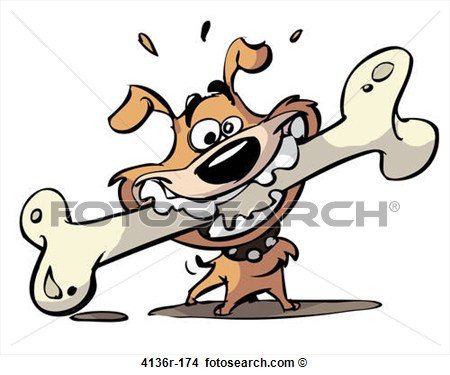 Drawing   Dog With Big Bone  Fotosearch   Search Clip Art