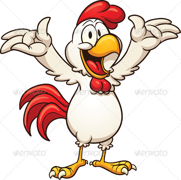 Happy Cartoon Chicken   Animals Characters