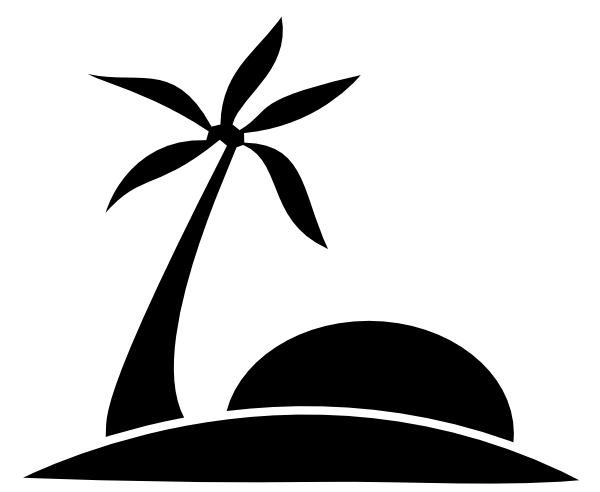 Palm Tree Clipart Black And White Palm Tree Beach W Sun Hi Png