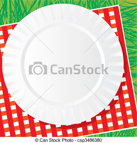 Background Vector Image Of A Plastic Dish For A Picnic On A Napkin And