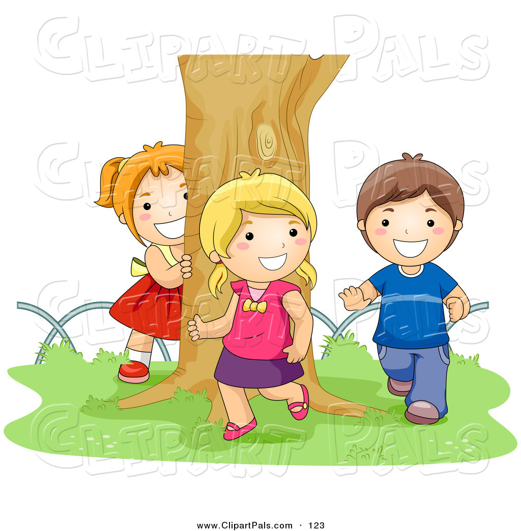 Larger Preview  Pal Clipart Of A Boy And Two Girls Chasing Each Other