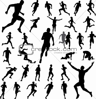 Running Silhouettes Collection Vector Keywords Athletes Athletic