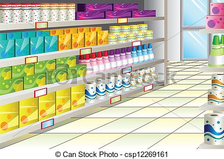 Clip Art Vector Of Grocery Store Aisle   A Vector Illustration Of