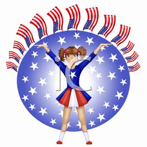 Patriotic Cheerleader   Royalty Free Clipart Picture