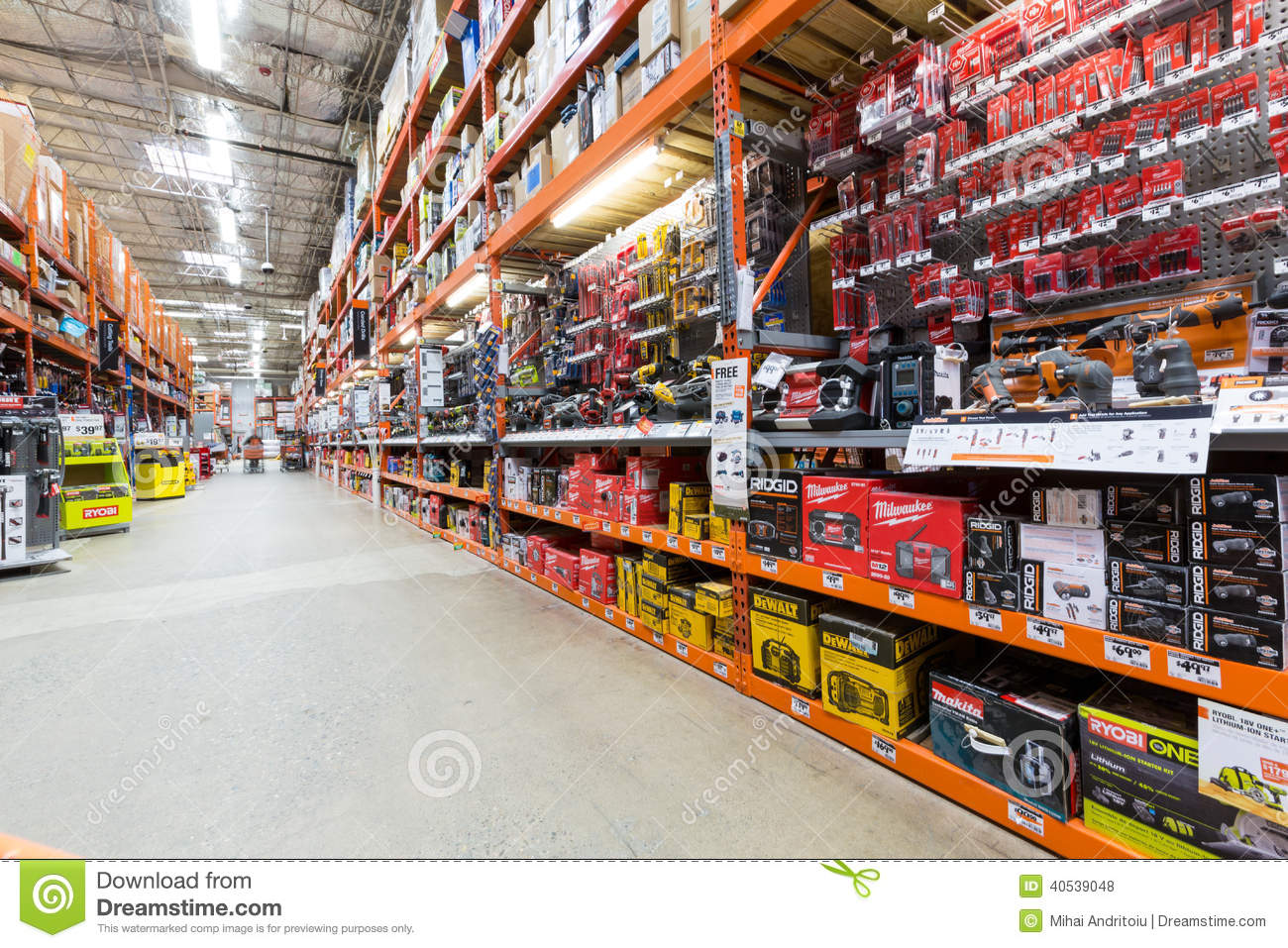 Power Tools Aisle In A Home Depot Hardware Store  The Home Depot Is
