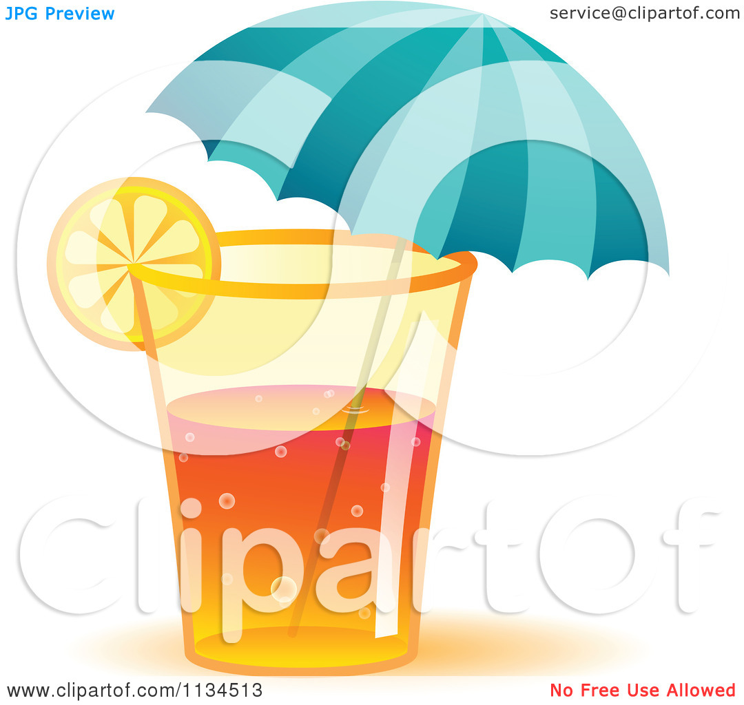 Clipart Of A Long Island Iced Tea Cocktail Drink With An Umbrella