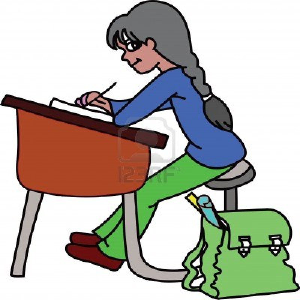 Displaying 20  Images For   Girl Working At Desk Clipart