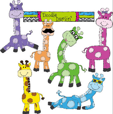Groovy Giraffes Clipart Set By Doodledarlin On Etsy