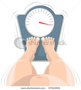 Overweight Concept  A Fat Person Standing On A Scale That S Maxed Out