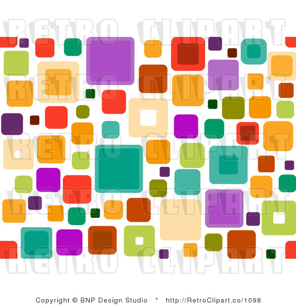 Royalty Free Retro Groovy Seamless Square Pattern Over White By Bnp