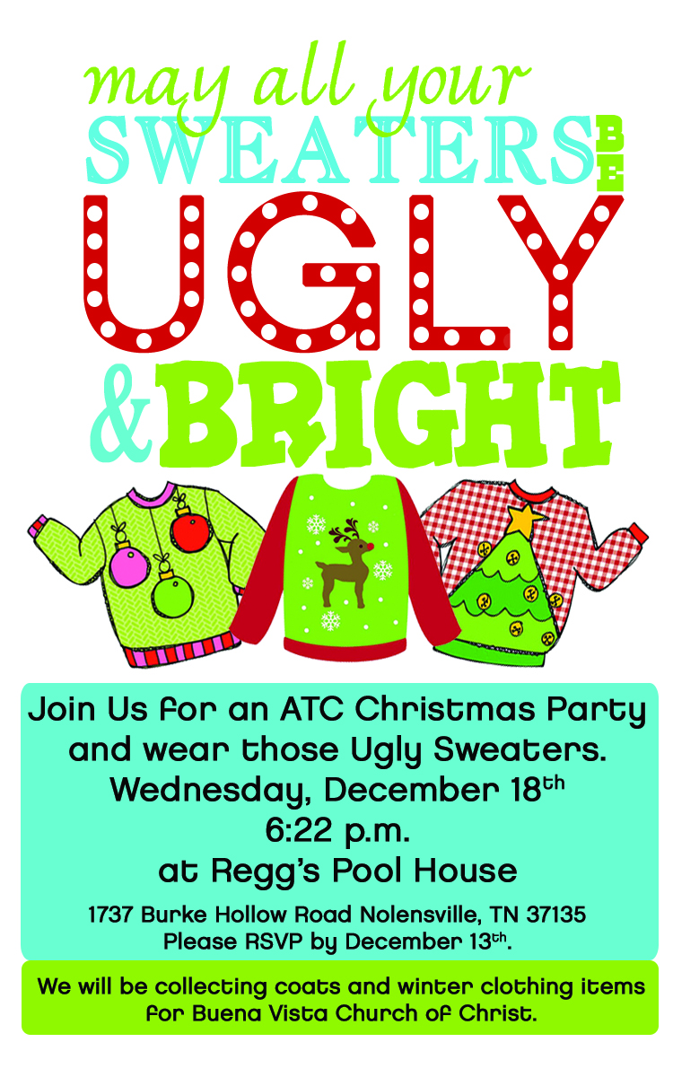 Ugly Sweater Contest Invitation 2013 Atc Christmas Invite Ugly Sweater
