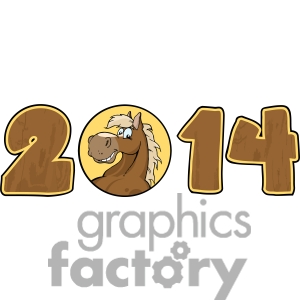 5672 Royalty Free Clip Art 2014 Year Cartoon Numbers With Horse Face