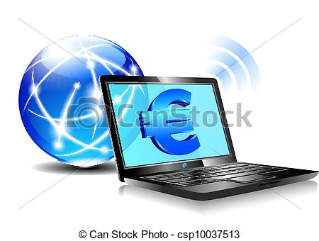 Clip Art Of Banking Online Pay By Internet Euro   Banking Payment    