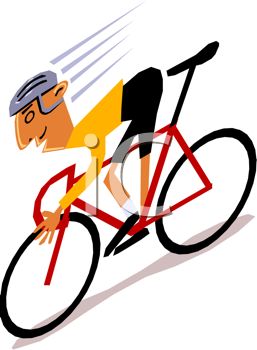 Of A Man Riding A Red Bicycle   Royalty Free Clipart Illustration