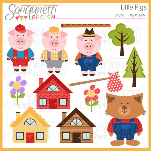 Sanqunetti Design  Three Little Pigs Clipart
