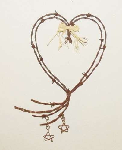 Barbed Wire Heart With Stars Love Valentine Rustic Wedding Wall Art