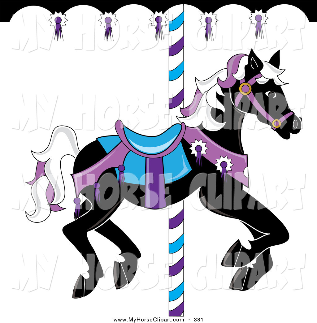 Carnival Clipart Black And White Clip Art Of A Black Carousel Horse