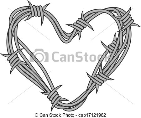 Clip Art Vector Of Heart In Barbed Wire For Love Concept Design Vector