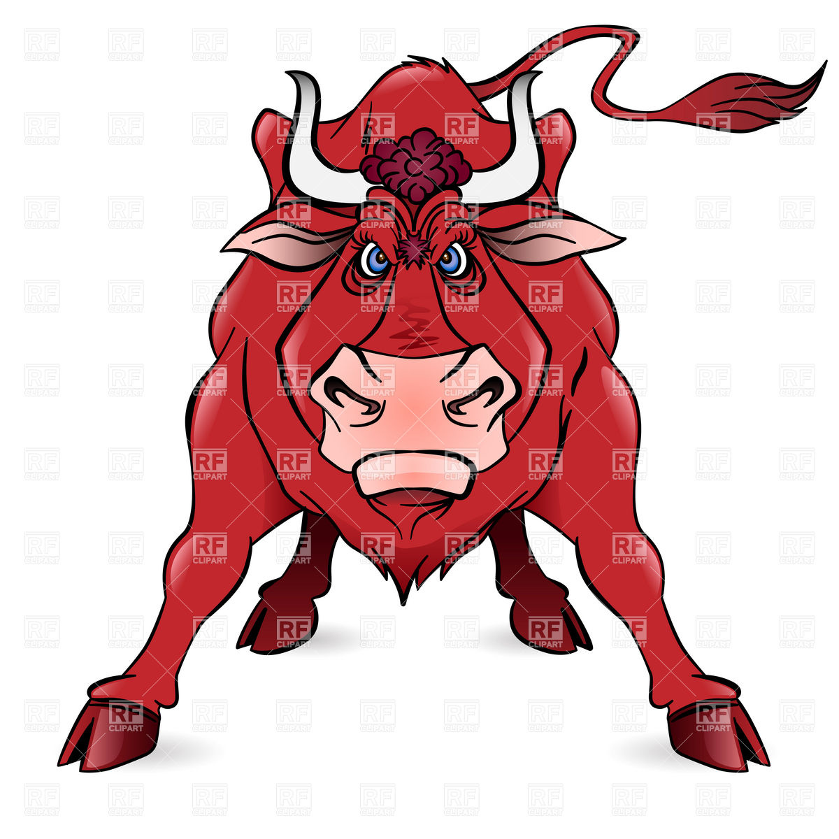 Clipart Catalog   Plants And Animals Cartoon Angry Bull Download