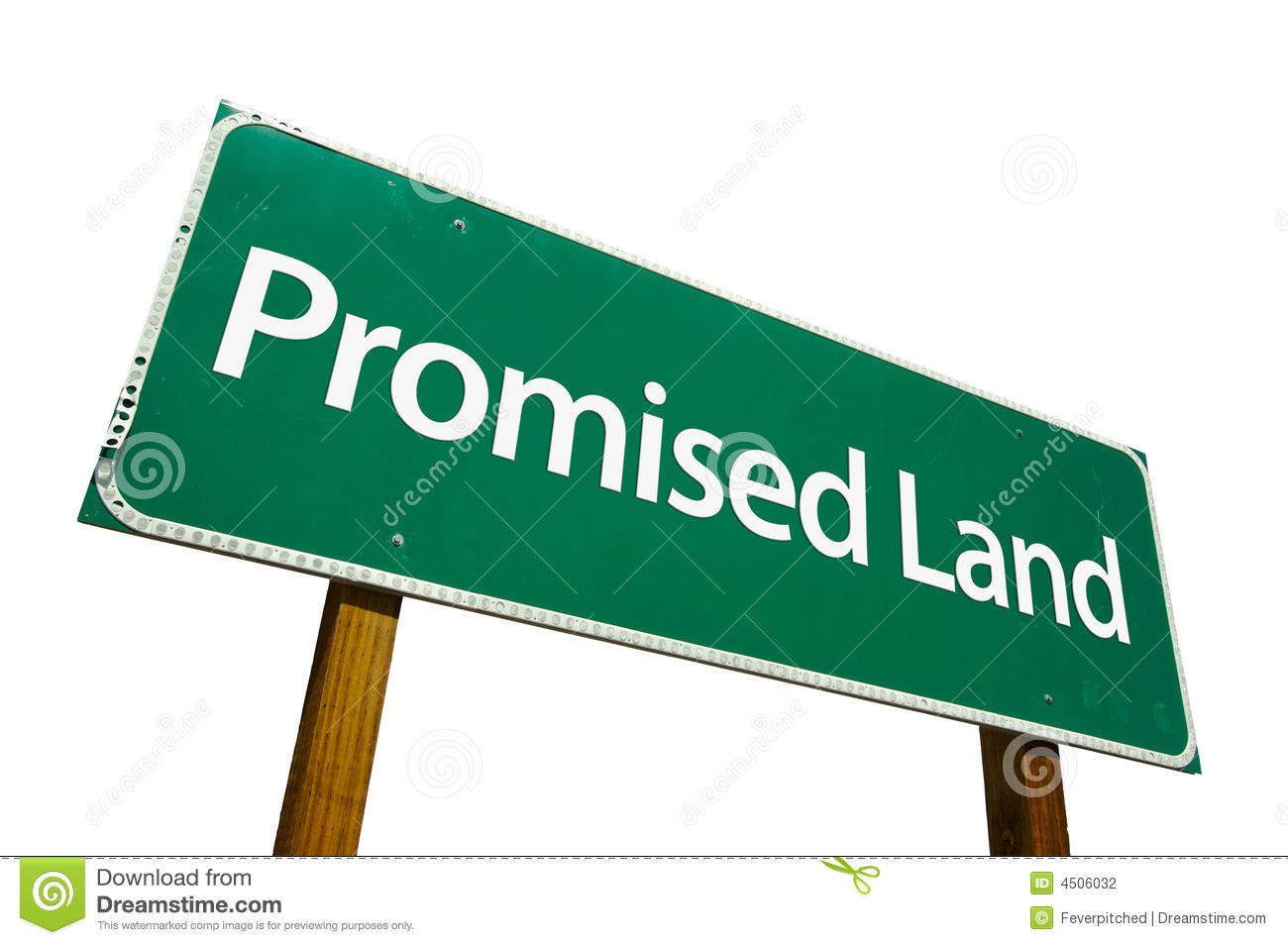 Promised Land Road Sign Isolated On White  Stock Photography   Image