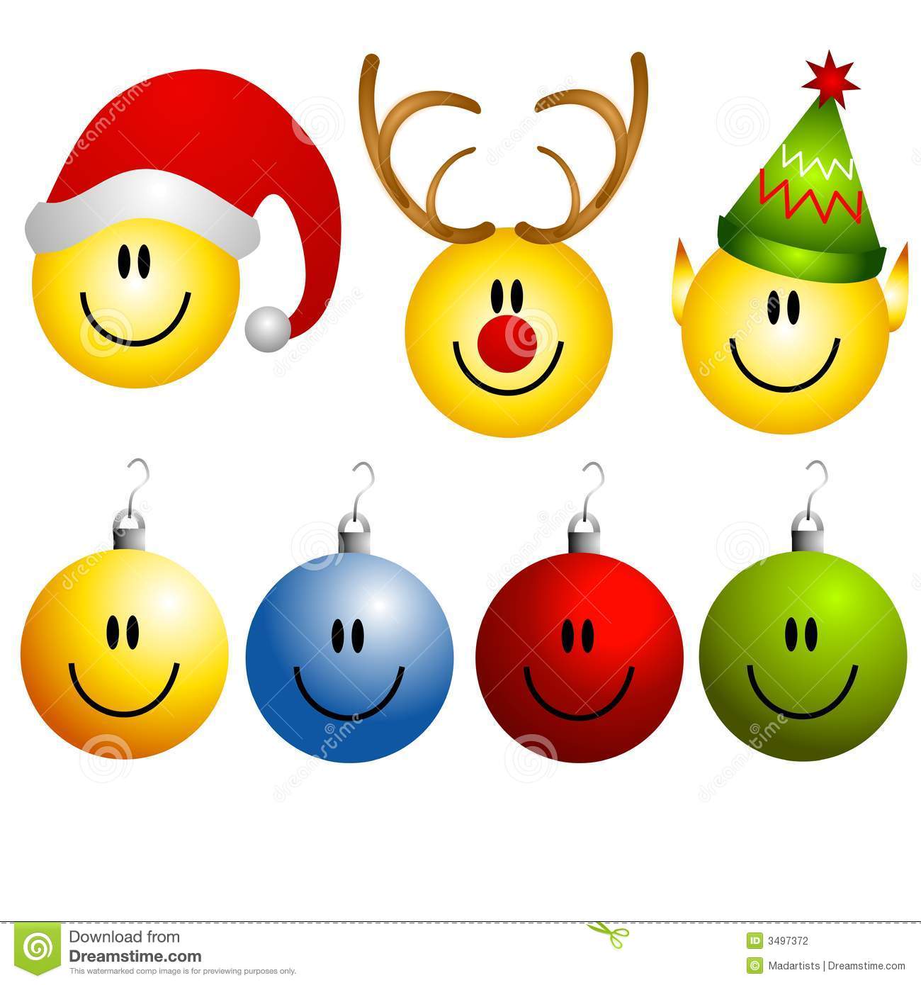 Xmas Smileys Ornament Icons Stock Photography   Image  3497372