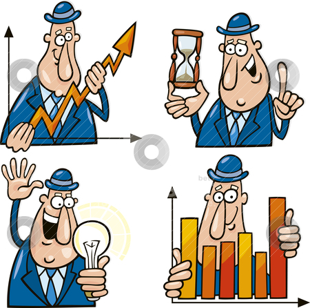 Business Cartoons With Funny Man Stock Vector Clipart Business