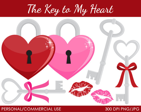 Key To My Heart Clipart   Digital Clip Art Graphics For Personal Or