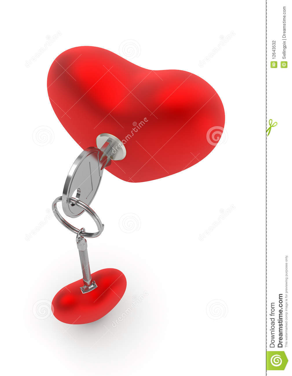 Key To My Heart With Heart Trinket In The Lock Stock Photography