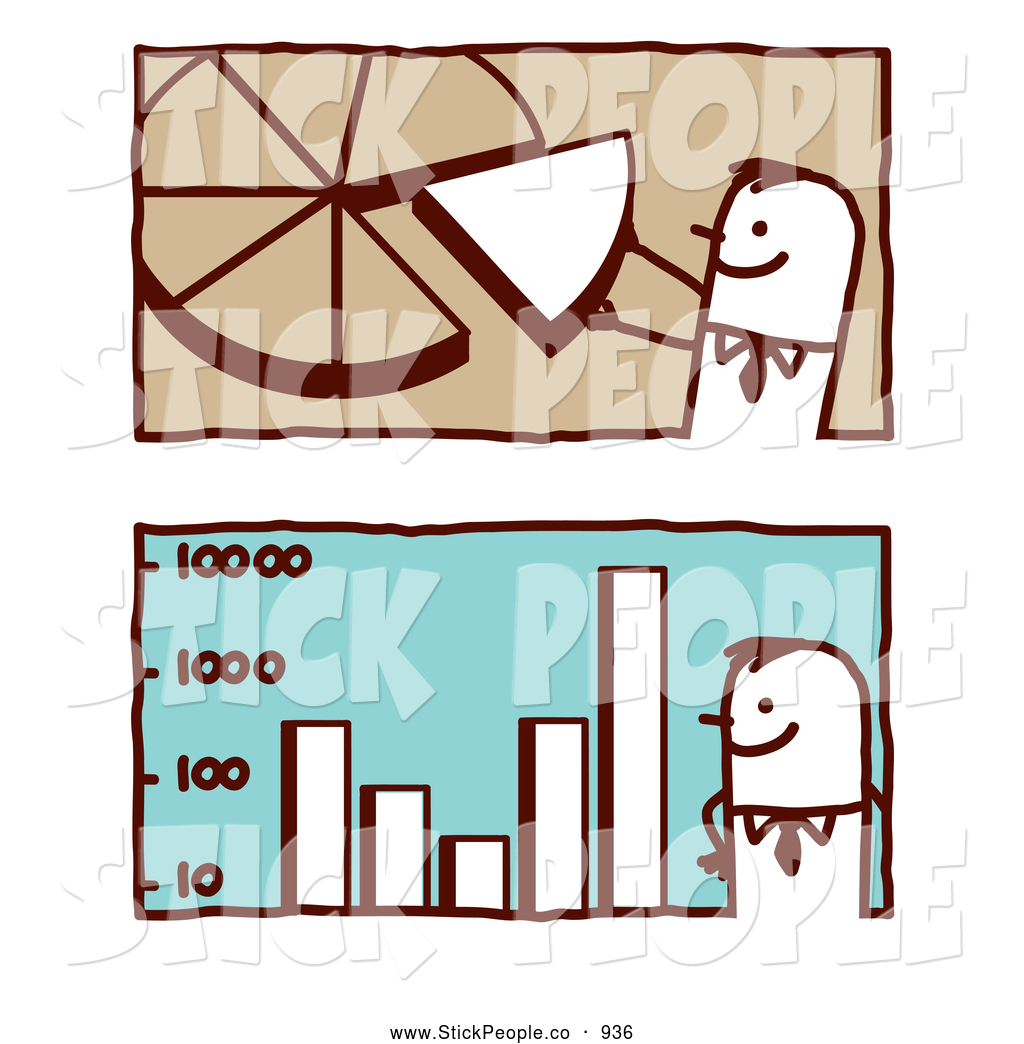 Larger Preview  Vector Graphic Of Stick Business Men With A Pie Charts