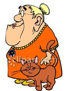 Old Lady And Her Cat Royalty Free Clipart Picture