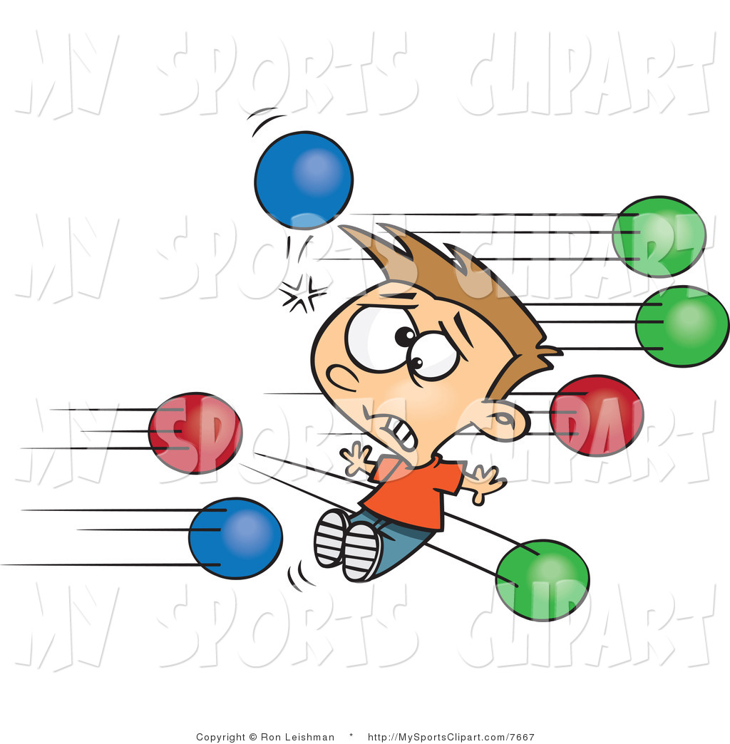 Sports Clip Art Of A Boy Being Hit With Dodgeballs By Ron Leishman