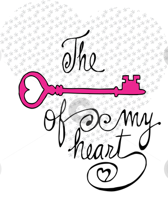 The Key Of My Heart Stock Vector Clipart Big Dotted Heart In The Back