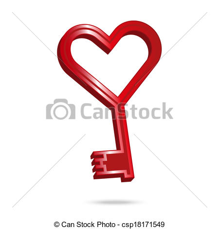 Vector Of Key To My Heart   Valentine Icon In The Shape Of A Red Key