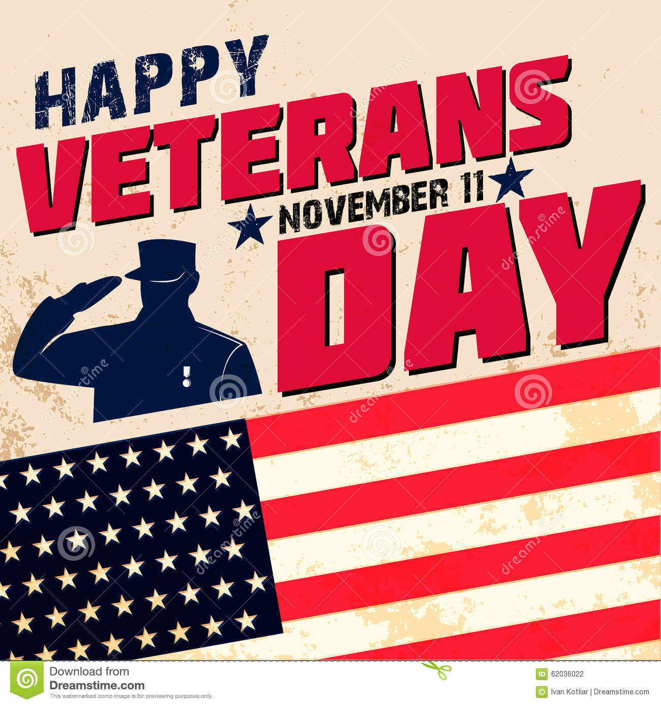 Happy Veterans Day Card Template  Vector Illustration