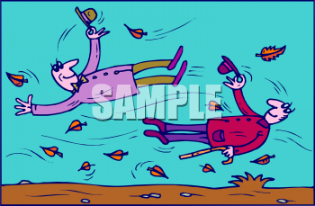 Seasons Clip Art Picture Of Two Men Being Blown By A Fall Wind